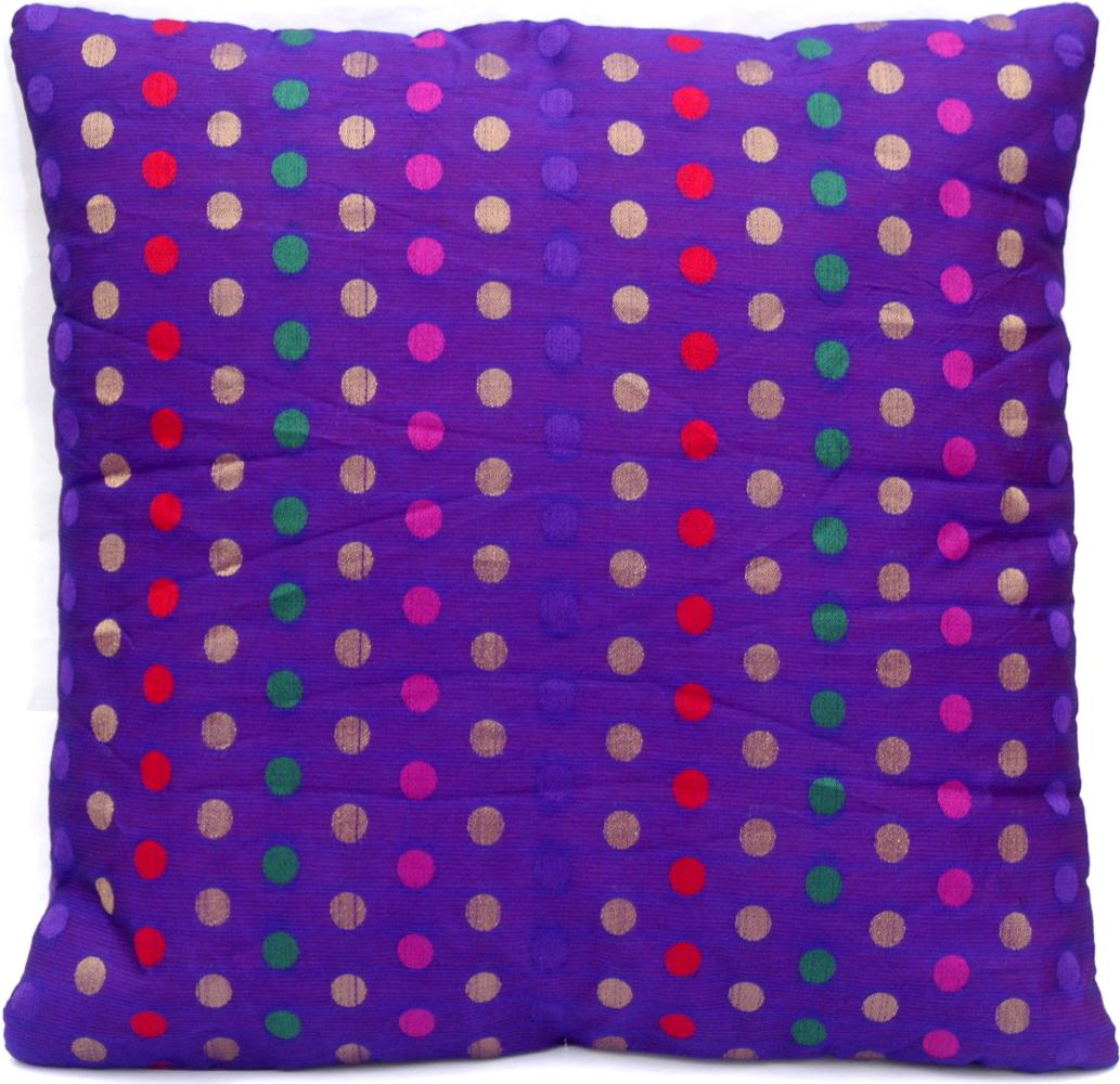 Indische Seide Deko Kissenbezüge 40 cm x 40 cm, Extravaganten Design für Sofa & Bett Dekokissen, Kissenhülle aus Jaipur-Indien. - Purple Bild 1