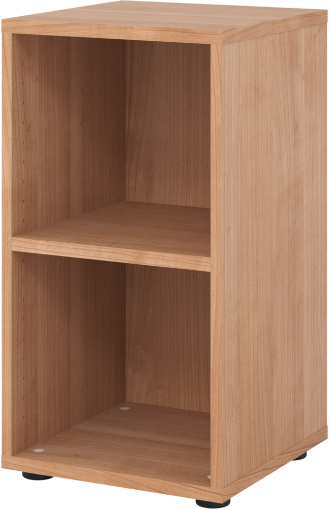 bümö Regal Nussbaum, Standregal aus Holz für 2 Ordnerhöhen - Bücherregal klein 40 cm schmal, Aktenregal für Ordner & Bücher, kleines Büroregal, Holzregal, Ordnerregal, Buchregal Dachschräge, 924RE-N Bild 1