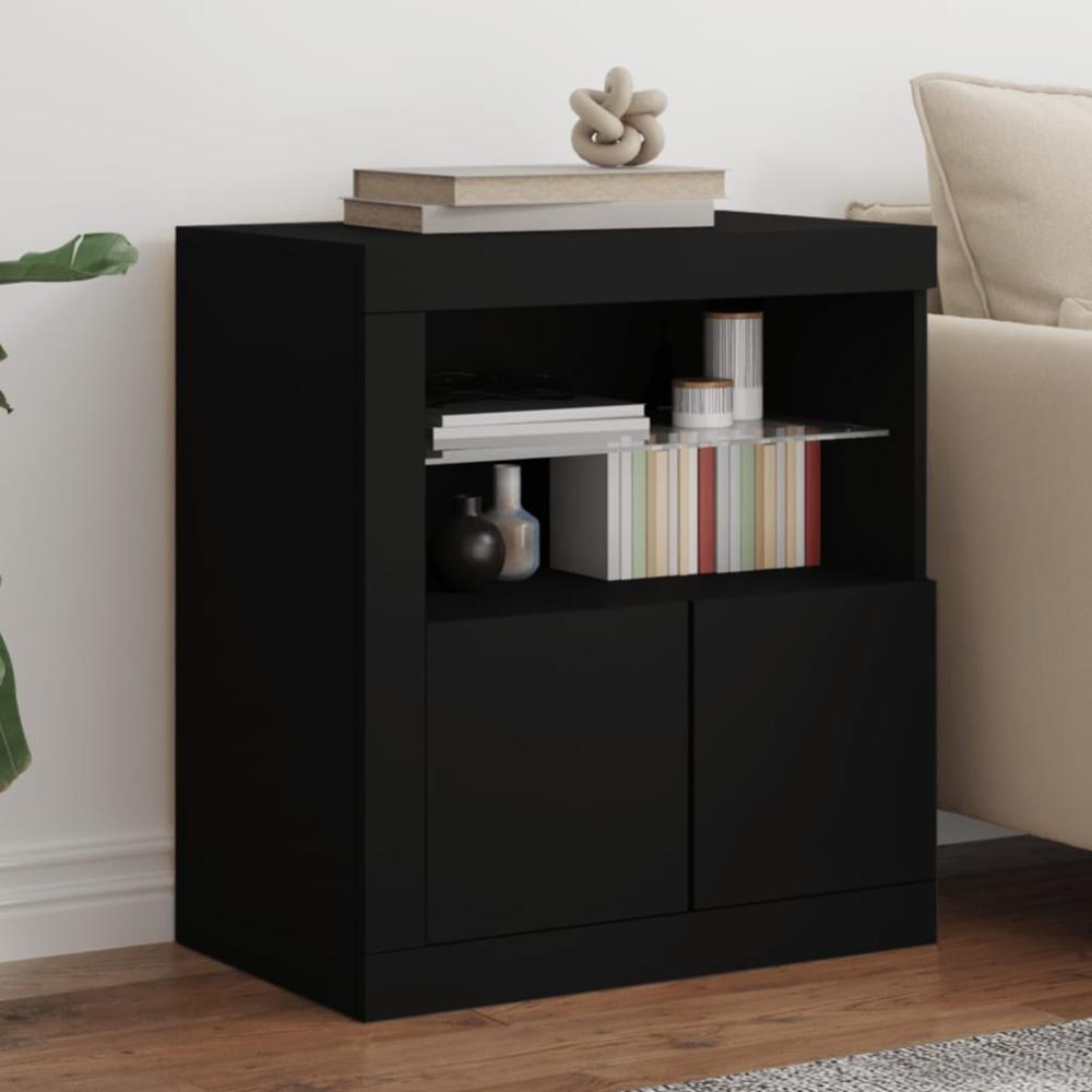 vidaXL Sideboard mit LED-Leuchten Schwarz 60,5x37x67 cm 836617 Bild 1