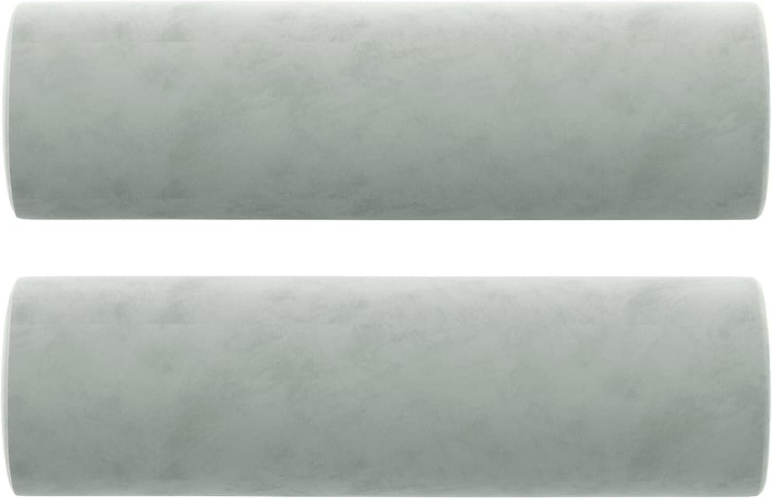 vidaXL Zierkissen 2 Stk. Hellgrau Ø15x50 cm Samt 349509 Bild 1