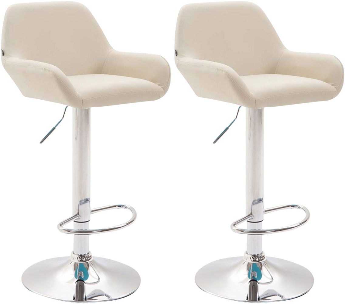 DELUKE® Barhocker 2er Set DUBLIN - Creme, Kunstleder, Chrom Barhocker mit Lehne Barstuhl Tresenhocker Tresenstuhl Kneipenhocker Kneipenstuhl Bild 1