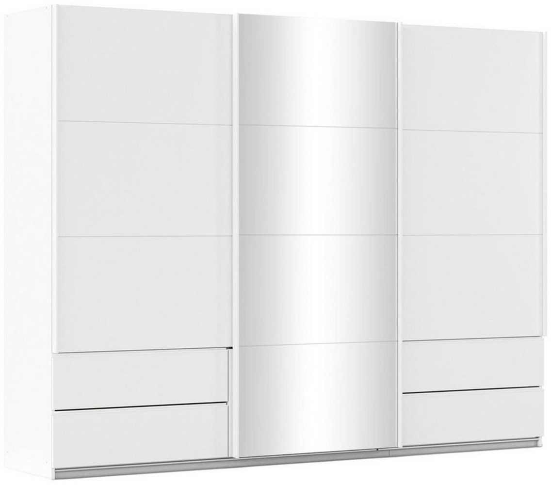 rauch Schwebetürenschrank ELARA, 3 Türen, 4 Schubladen, Alpinweiß, Spiegel, Made in Germany, B 271 x H 210 x T 62 cm Bild 1