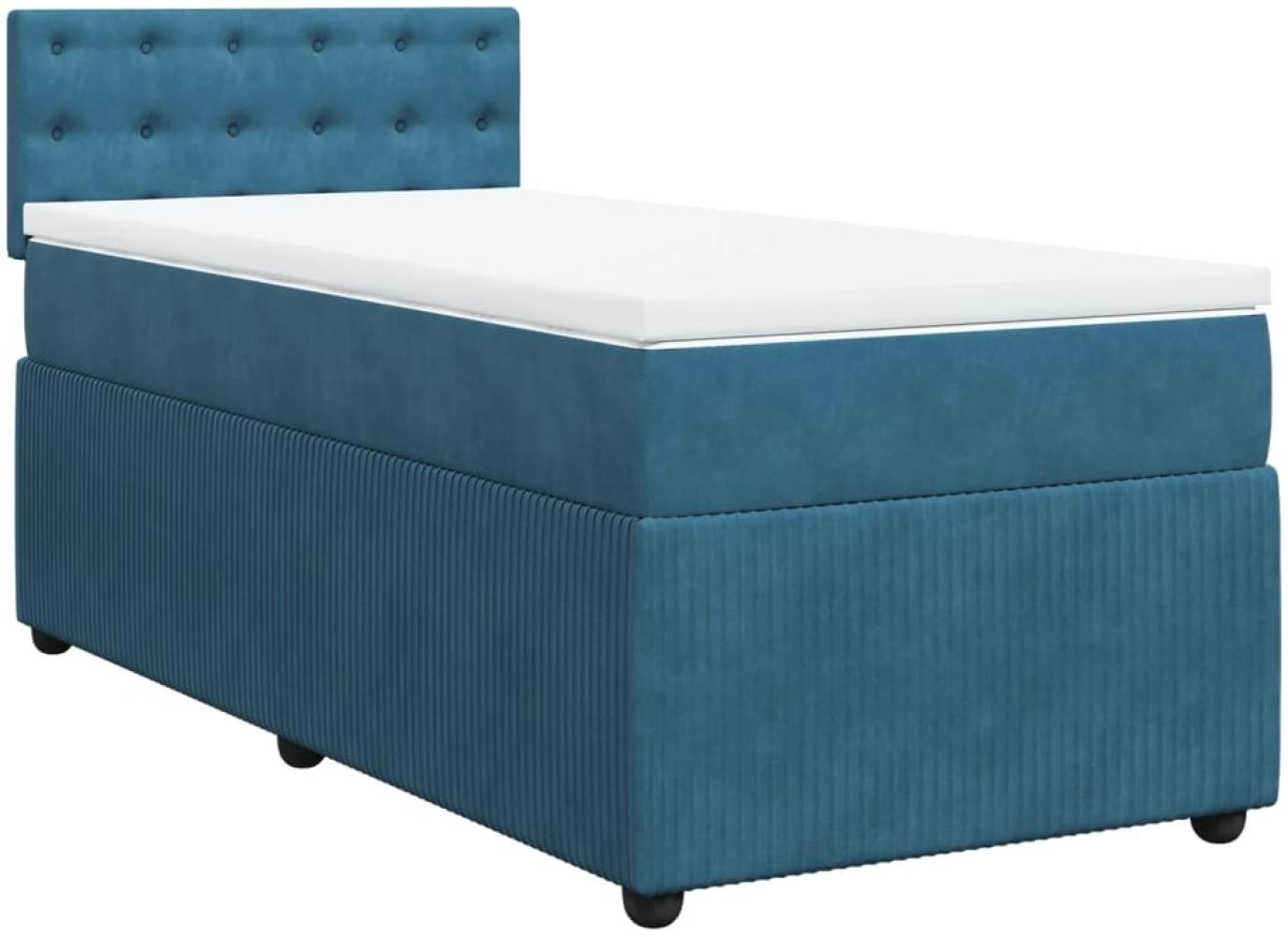 vidaXL Boxspringbett mit Matratze Blau 100x200 cm Samt 3287678 Bild 1
