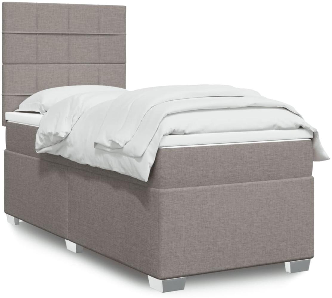 vidaXL Boxspringbett mit Matratze Taupe 90x190 cm Stoff 3292647 Bild 1