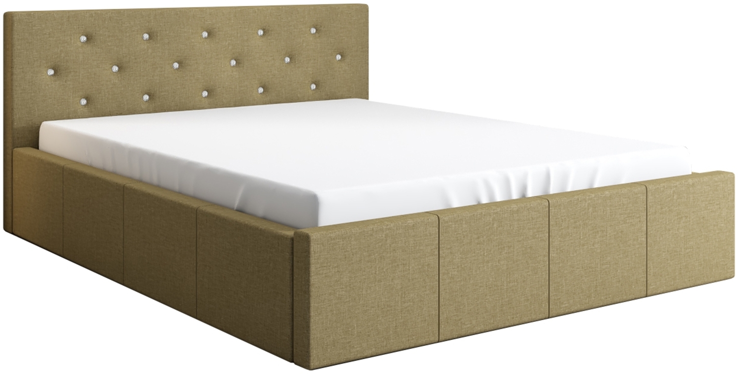 Polsterbett SKIDI-OM 160x200 ohne Matratze mit Bettkasten und Lattenrost. Farbe: BEIGE 24 Bild 1