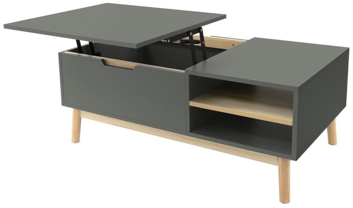 ML-DESIGN Couchtisch Sofatisch Wohnzimmertisch Beistelltisch Kaffeetisch für Wohnzimmer, Grün-Natur 100x56x40cm Kiefernholz-Füße mit Stauraum Bild 1
