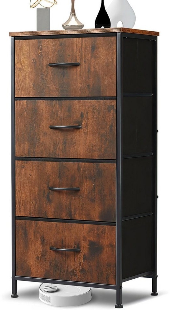 SURFOU Schubkastenkommode Kommode mit 4 Schubladen Sideboard Mehrzweckschrank Schubladenschrank (mit Metallgestell Schubladen aus Stoff), für Schlafzimmer, Wohnzimmer, Kinderzimmer, Flur, Aufbewahrungsschrank Bild 1