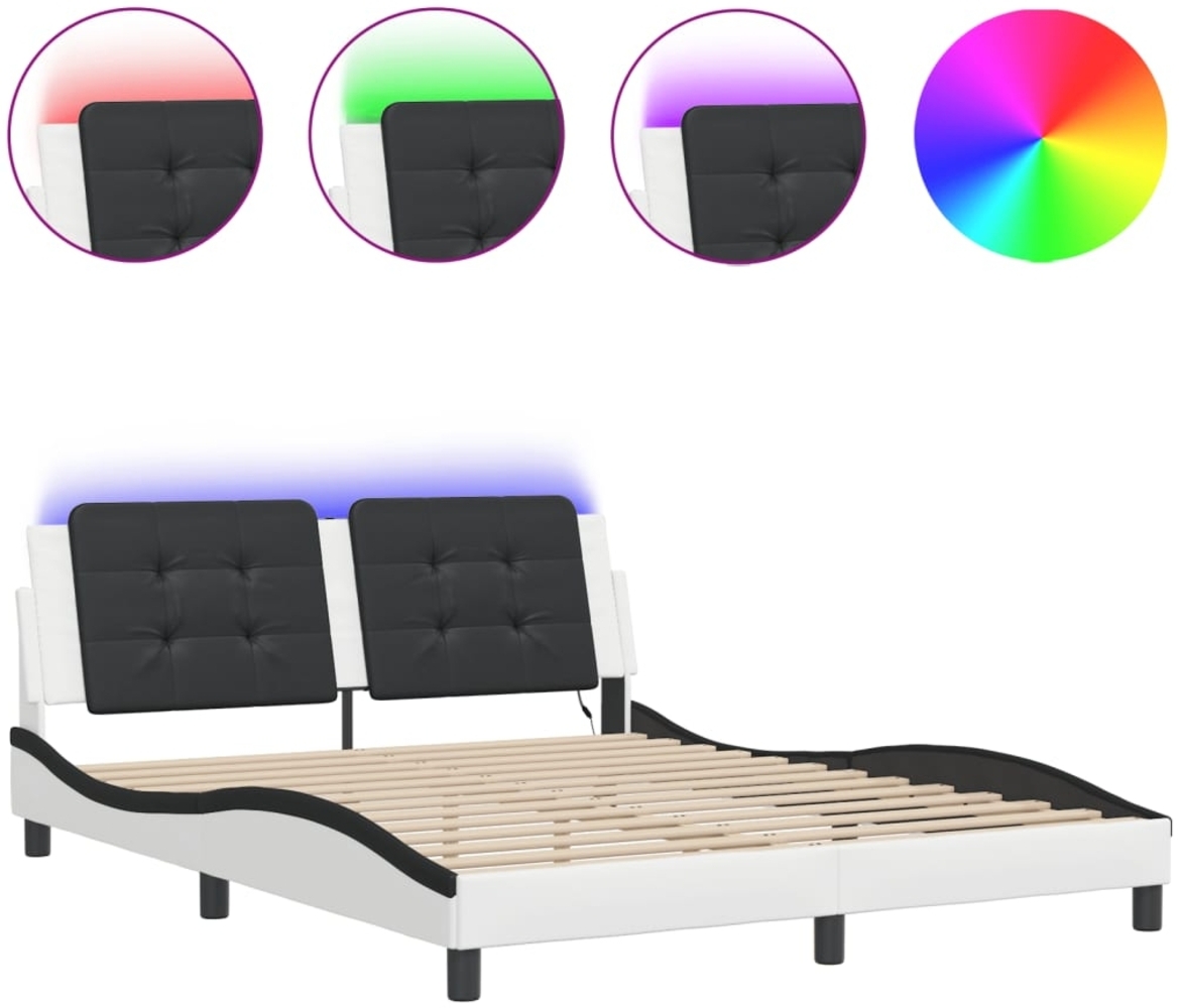 vidaXL Bettgestell mit LED ohne Matratze "Zadar" Weiß und Schwarz 160x200 cm 3214123 Bild 1