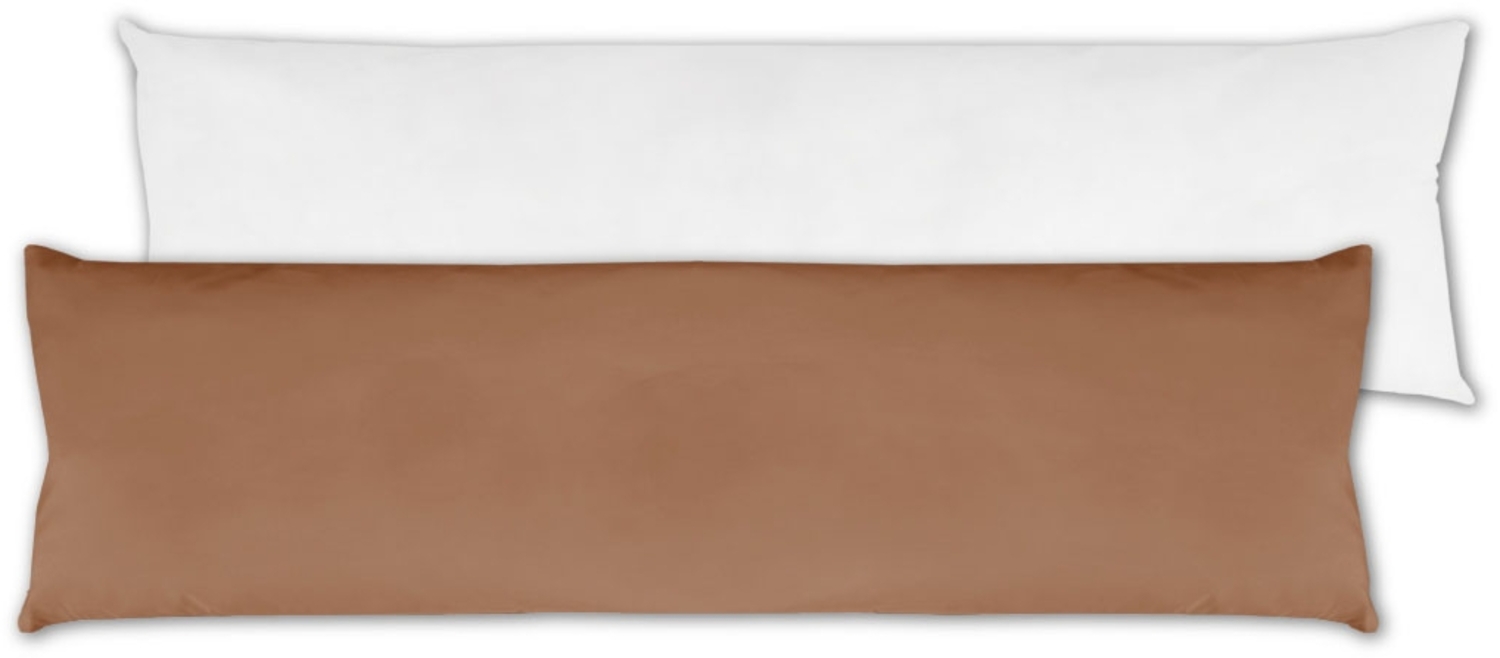 Seitenschläfer Kissenhülle Kissenfüllung Körperkissen, bequem und anschmiegsam in vielen verschiedenen Farben erhältlich (ca. 40x140cm + Kissenfüllung / braun - hellbraun) Bild 1