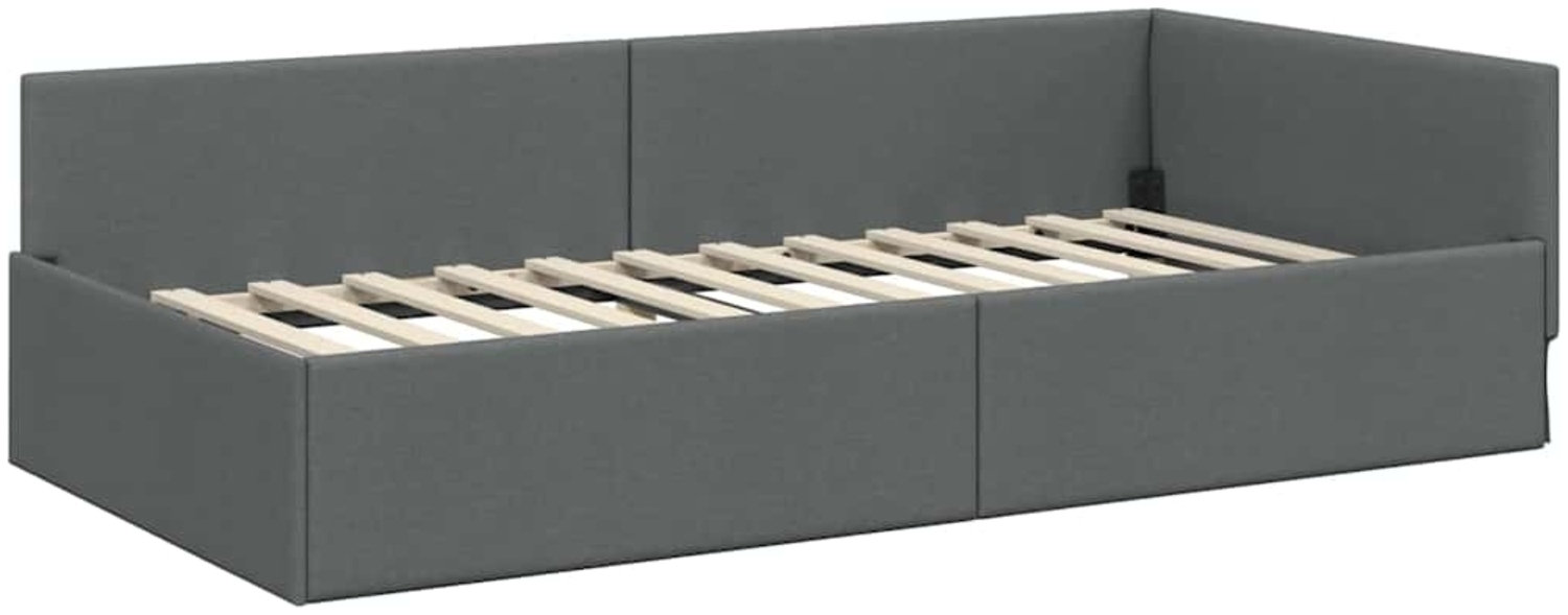 vidaXL Eckbettgestell mit Kopfteil Dunkelgrau 90 cm x 200 cm Stoff 42016044 Bild 1