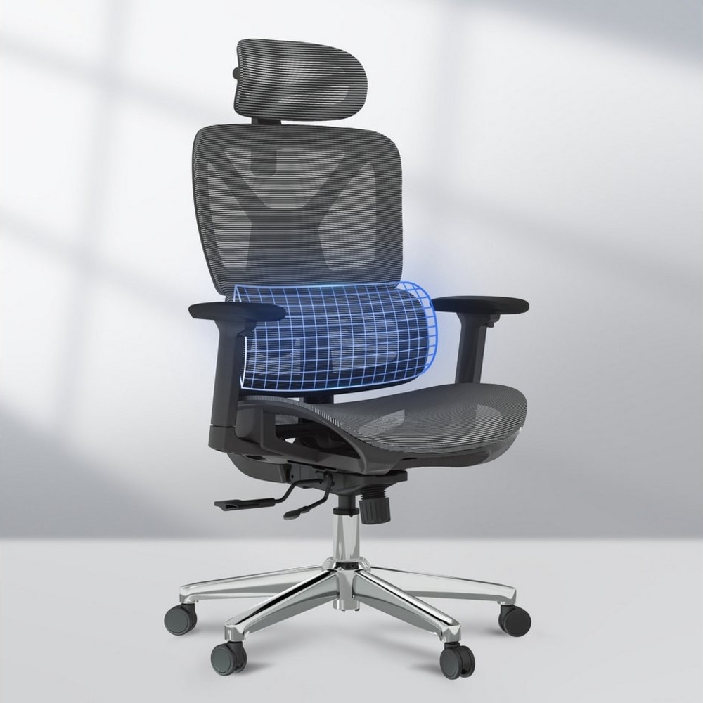 FLEXISPOT Bürostuhl Schreibtischstuhl Premium Ergonomischer C7 (Rückenlehne verstellbar 90°-135°, 3D-Armlehnen, 3D-Kopfstütze, 5D-verstellbare Rückenlehne), Ergonomischer Chef-Mesh-Bürostuhl, Computer-Bürostuhl, 130KG Tragkraft Bild 1