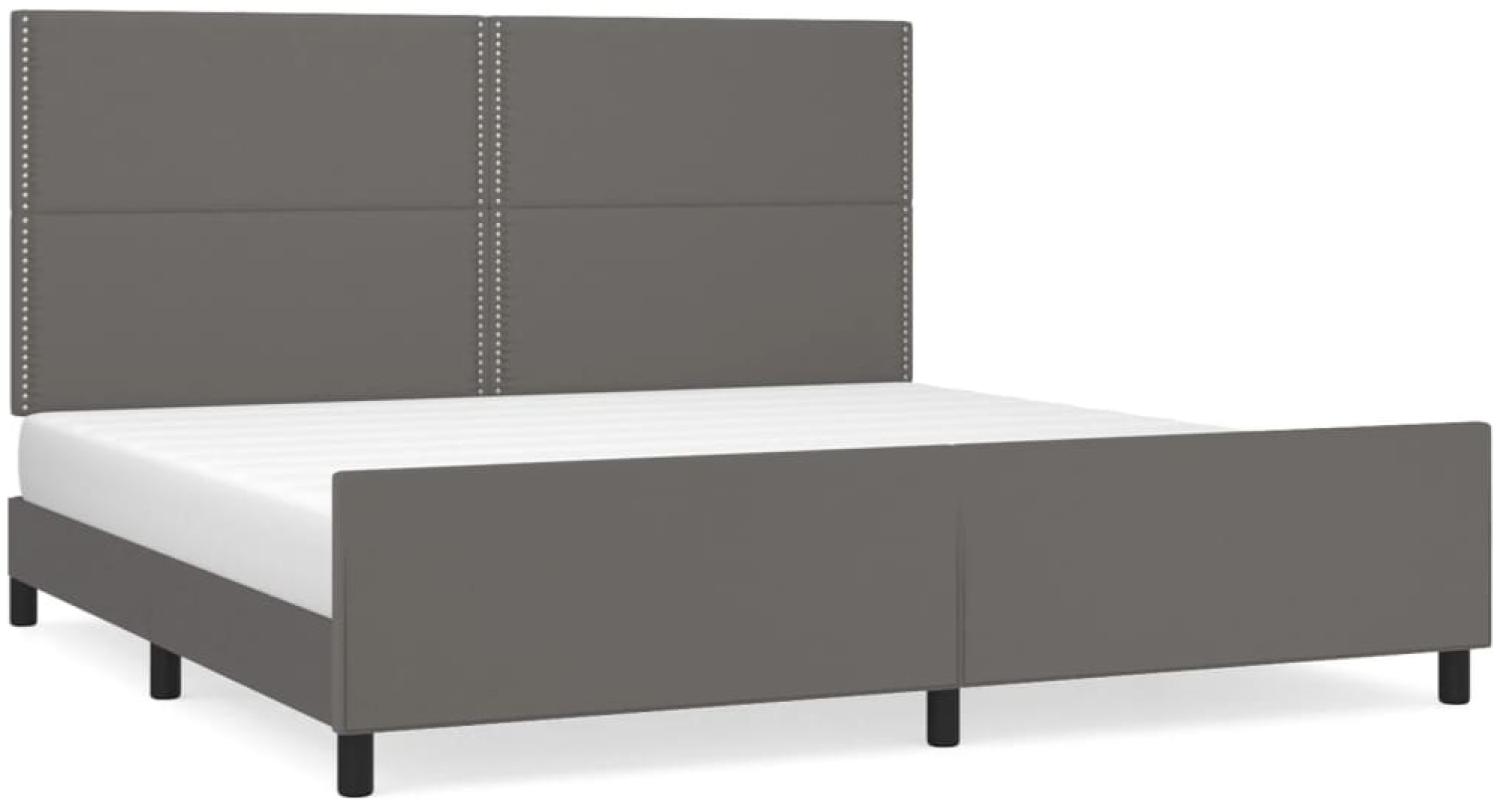 Bettgestell mit Kopfteil Kunstleder Grau 200x200 cm [3125534] Bild 1