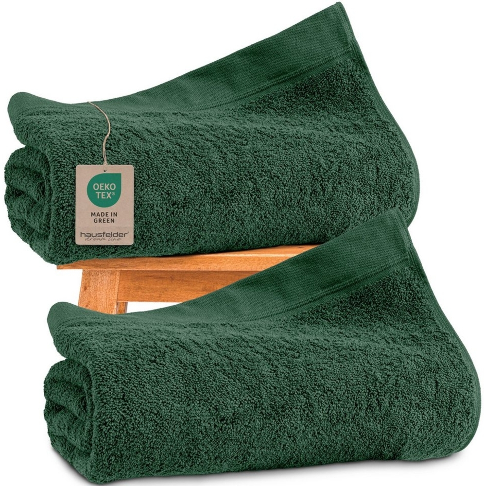 Hausfelder Saunatuch Premium Saunatücher 2er Set (Dunkelgrün, 2 Saunatücher, 80x200 cm), (2-St), hautfreundlich, saugstark, 100 % Baumwolle Bild 1