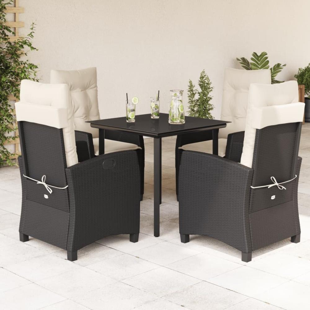 vidaXL 5-tlg. Garten-Essgruppe mit Kissen Schwarz Poly Rattan 3212733 Bild 1