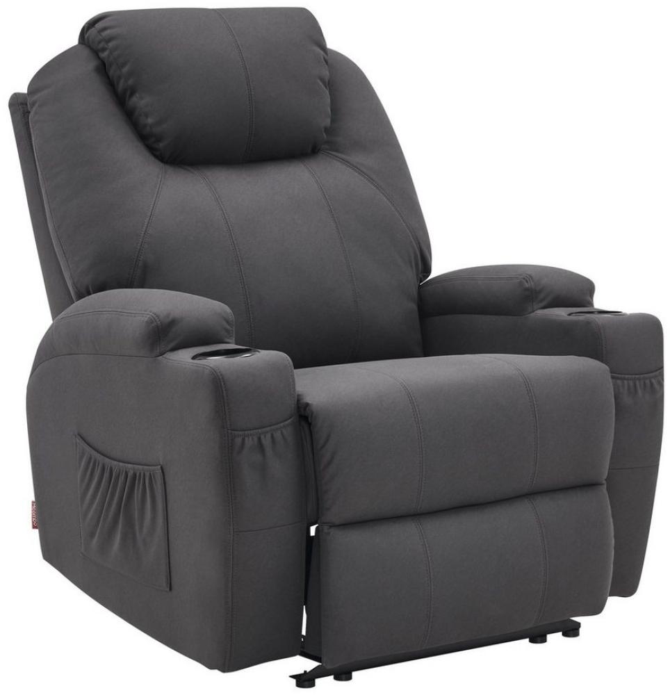 MCombo Elektrisch Relaxsessel Massagesessel Fernsehsessel 7061,mit Liegefunktion, mit Vibration Heizung,Mikrofaser,Dunkelgrau,92 x 92 x 109 cm Bild 1