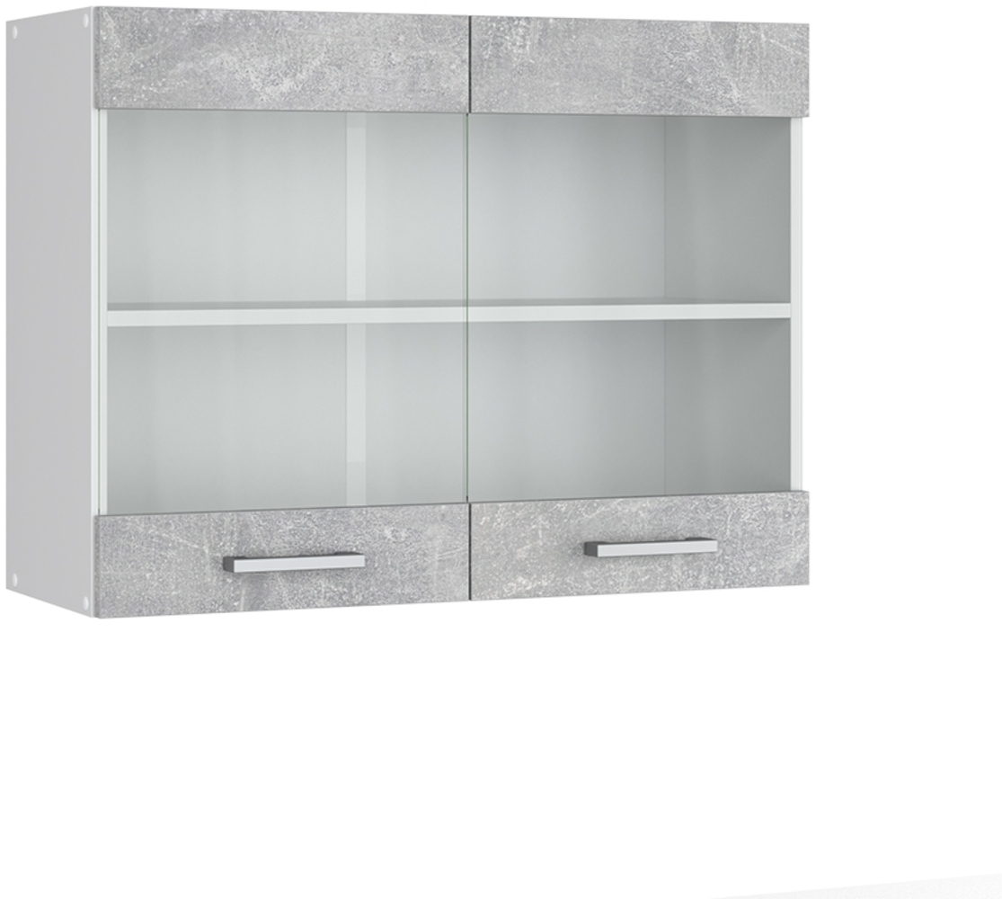 Vicco Küchenglasschrank Beton 80 cm, R-Line Bild 1