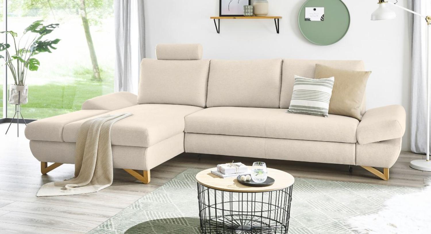 Ecksofa Skalm in Creme mit Bettfunktion 284 cm Bild 1