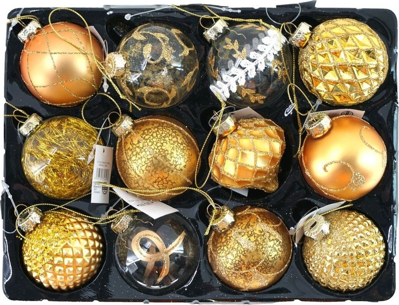 Glas-Weihnachtsbaumkugeln 12er-Set Christbaumschmuck Weihnachtsdeko Anhänger Bild 1