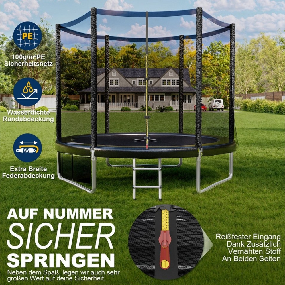 GUNJI Gartentrampolin 183/228/305 cm Garten-Kindertrampolin, max. Belastbarkeit 150KG, (183// 228/305/366/427 cm, Outdoor-Gartentrampolin mit Sicherheitsnetz, doppelter Schutz mit Schutzmatte) Bild 1