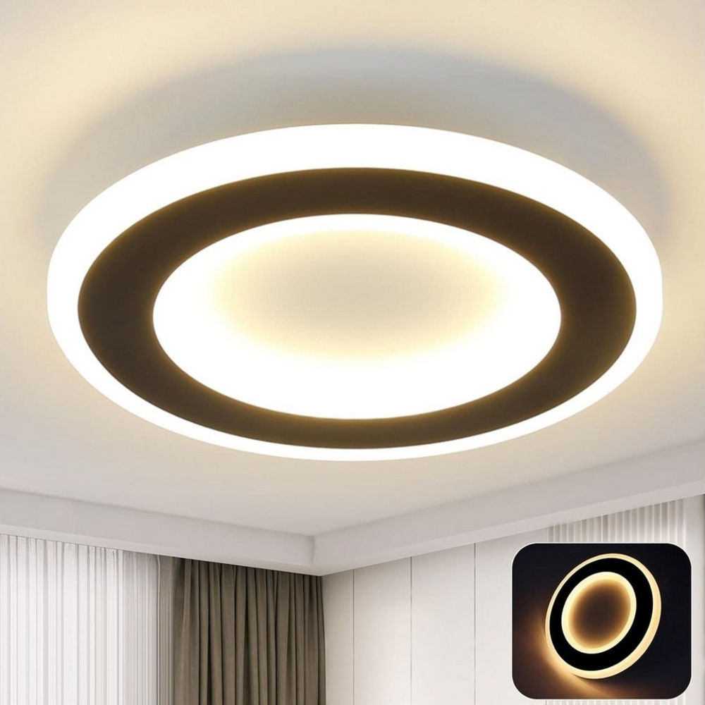 Nettlife LED Deckenleuchte LED Deckenleuchte Schwarz Weiß Quadratisch Ø24cm, LED fest integriert, Warmweiß, für Wohnzimmer Schlafzimmer Küche Flur Bild 1