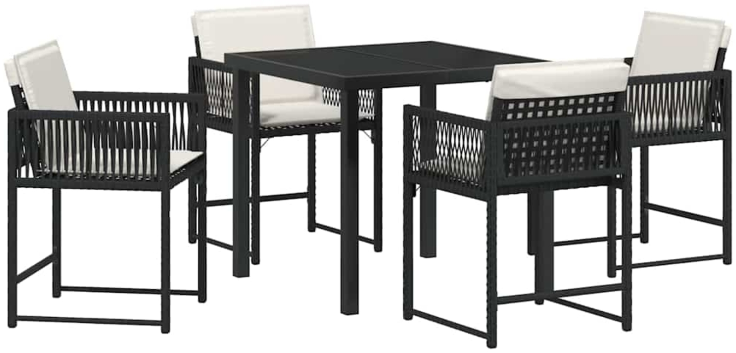 vidaXL Garten Essgruppe 5 pcs Schwarz Poly-Rattan 3380741 Bild 1