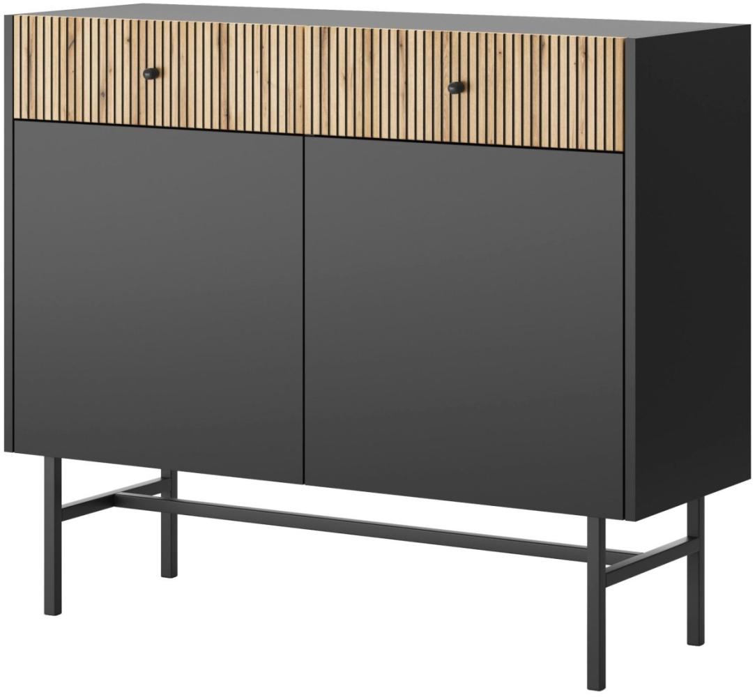 Selsey Divenos - Sideboard 2-türig, Schwarz / Holzoptik Eiche, 104 cm Bild 1