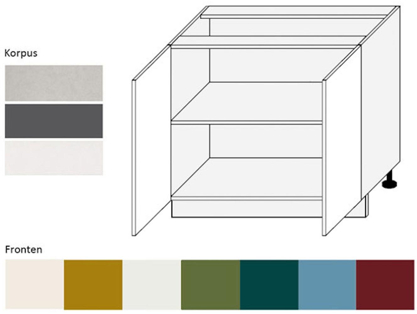 Küchenschrank Unterschrank 90cm Korpus- & lackierte Frontfarbe wählbar (RI-D11/90) Bild 1