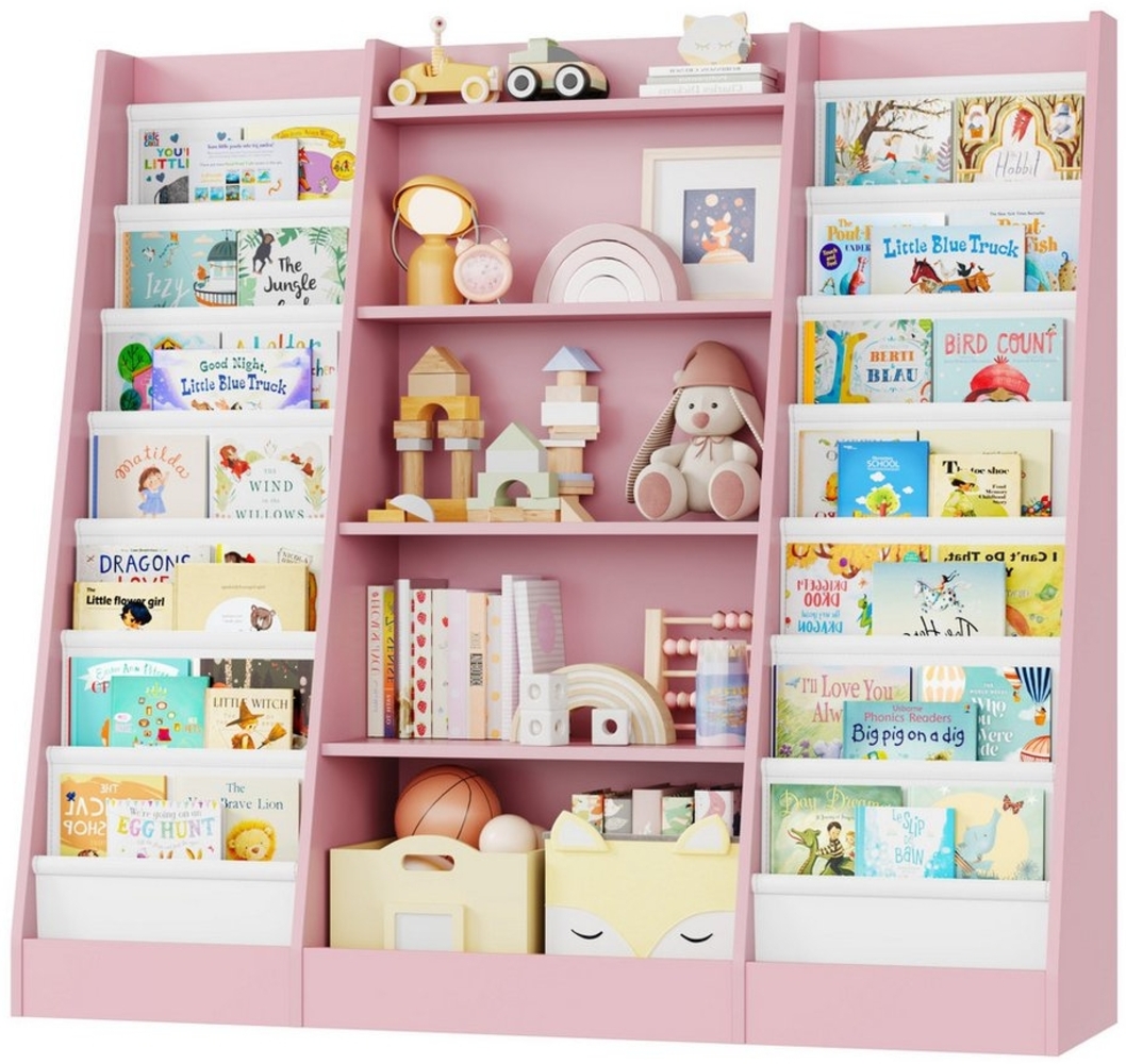 Homfa Bücherregal, Kinderregal mit 14 Ablagen Kinderbücherregal 129x120x35 cm Bild 1