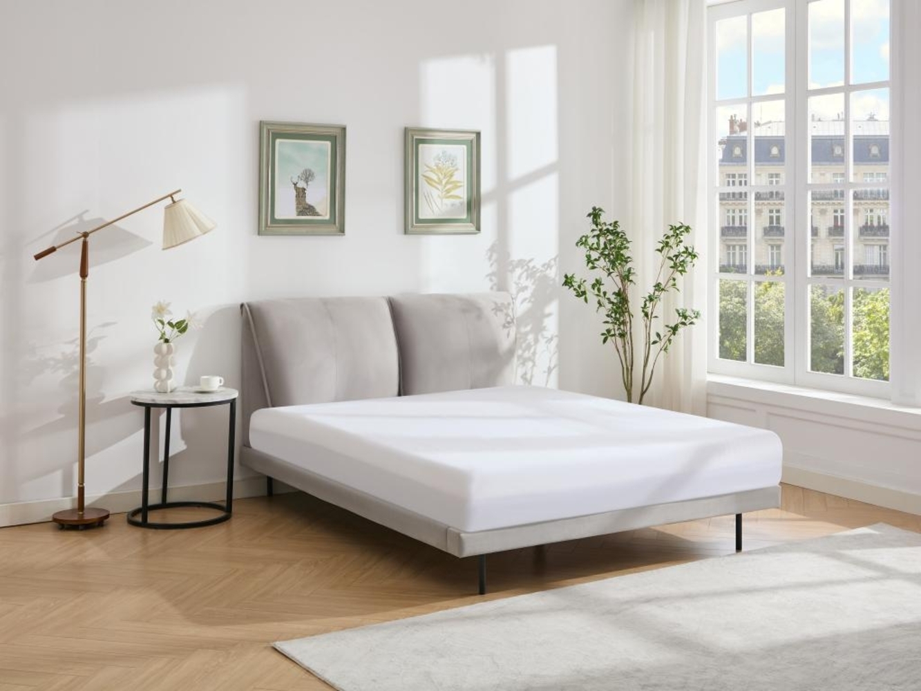Vente-unique - Bett 160 x 200 cm - Samt- Grau - IBEDIA Bild 1