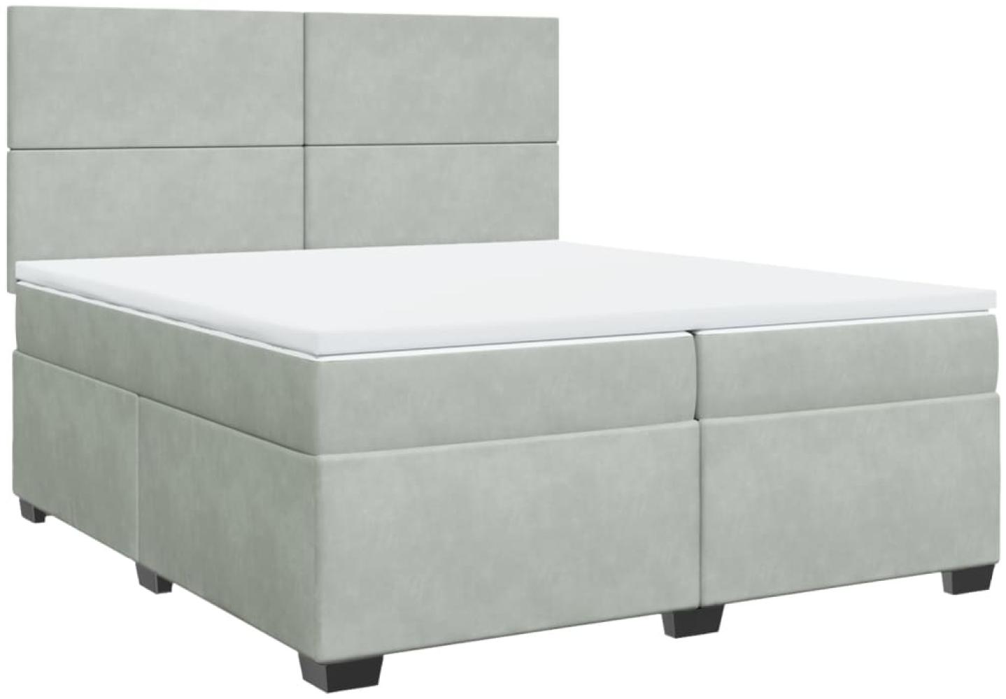vidaXL Boxspringbett mit Matratze Hellgrau 200x200 cm Samt 3290996 Bild 1