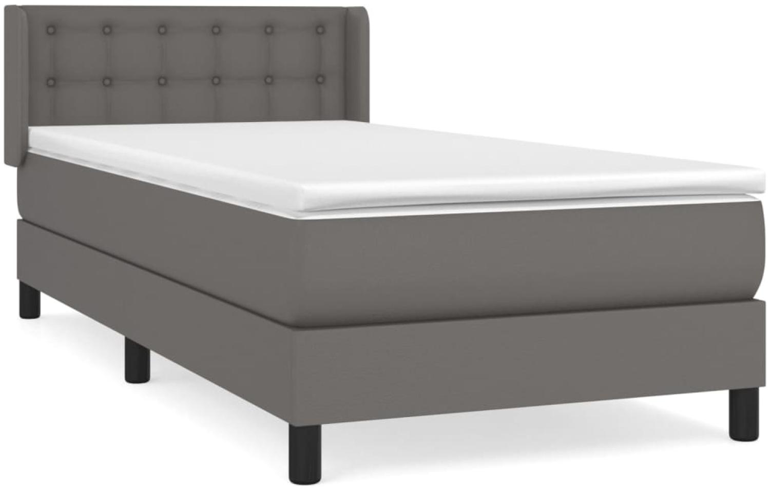 vidaXL Boxspringbett mit Matratze Grau 90x190 cm Kunstleder 3130755 Bild 1