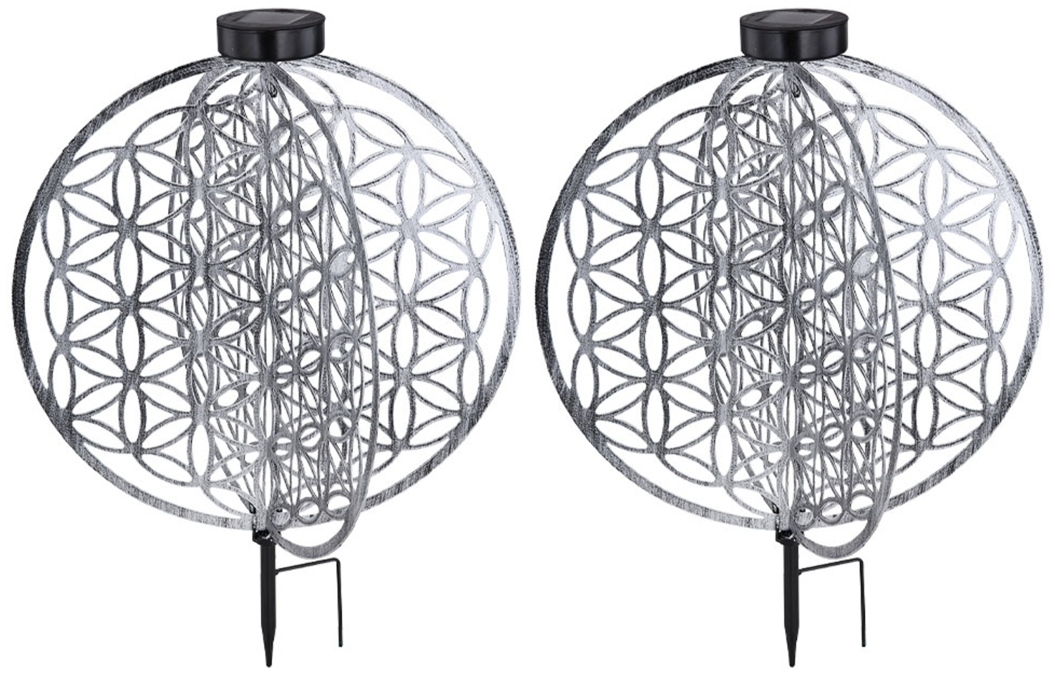 2x LED Solarleuchte, Erdspieß, silber, H 51 cm Bild 1