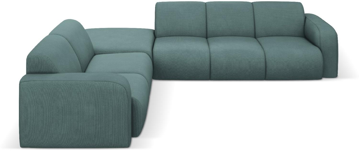 Micadoni Boucle Ecksofa Molino 6-Sitzer Links Strukturierter Stoff Meergrün Bild 1