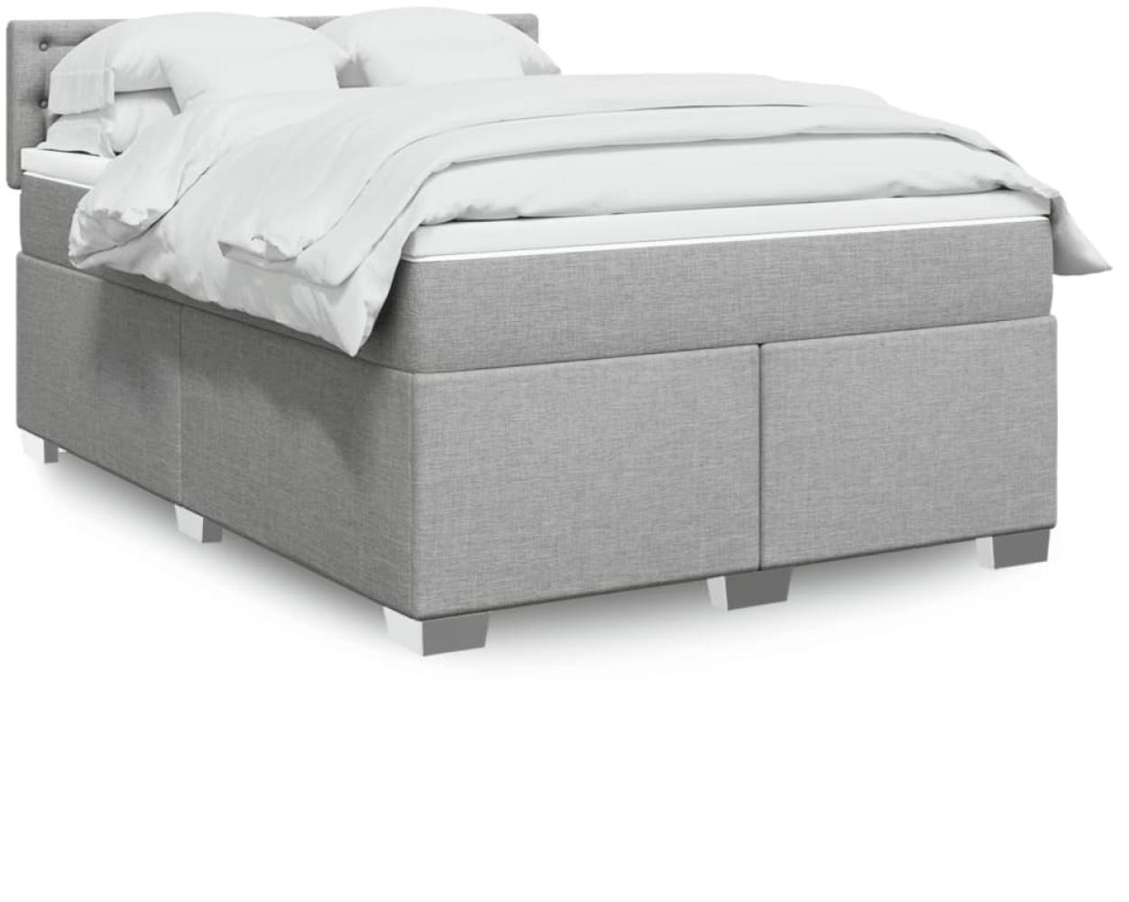 vidaXL Boxspringbett mit Matratze Hellgrau 160x200 cm Stoff 3288253 Bild 1