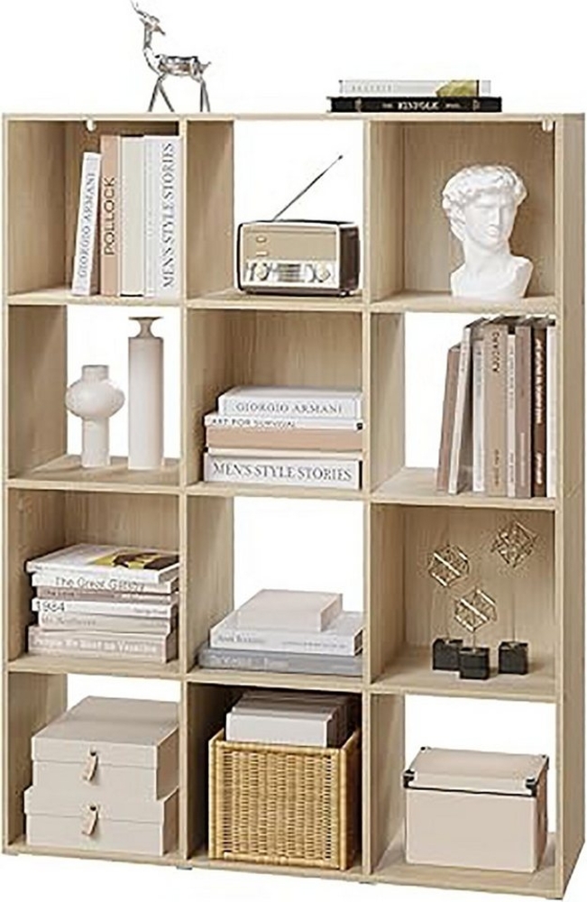 EUGAD Bücherregal, 1-tlg, 4 Ebenen, mit 12 Fächern, freistehendes Würfelregal Bild 1
