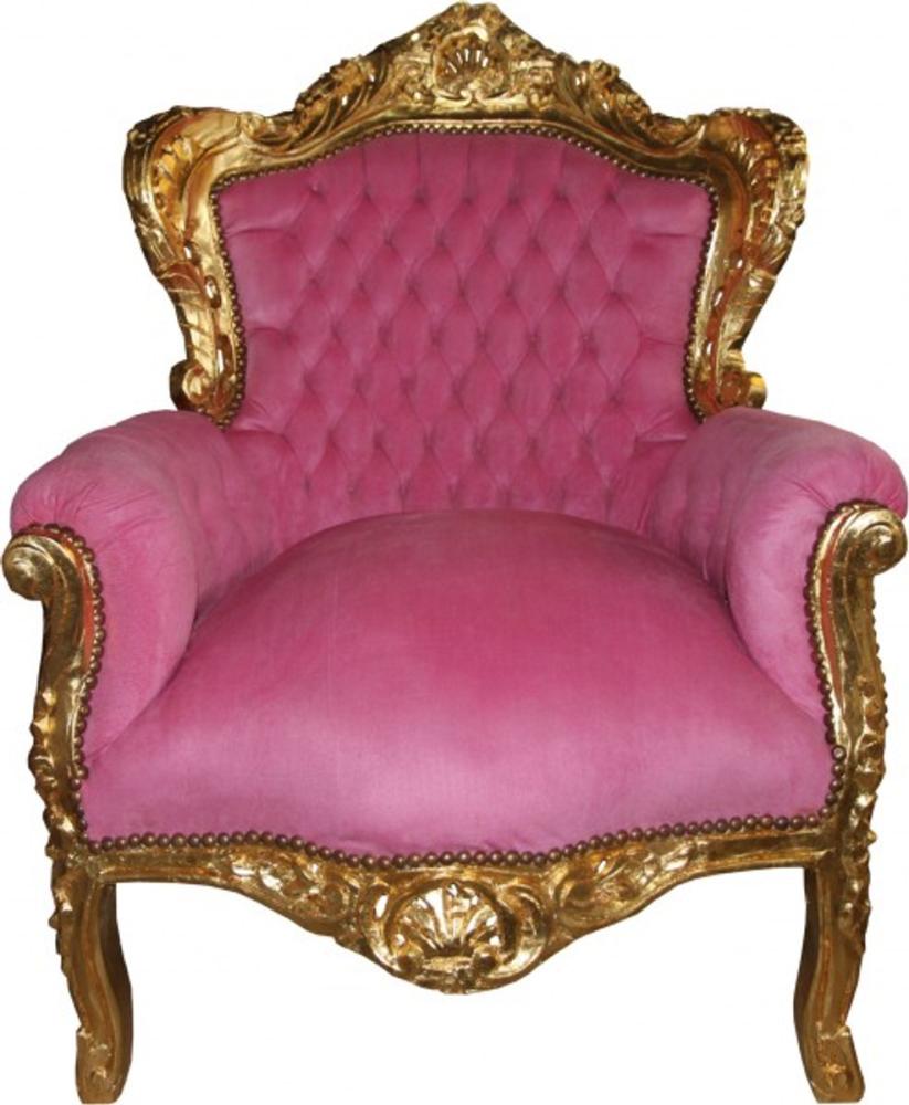 Casa Padrino Barock Sessel "King" Rosa/Gold Bild 1