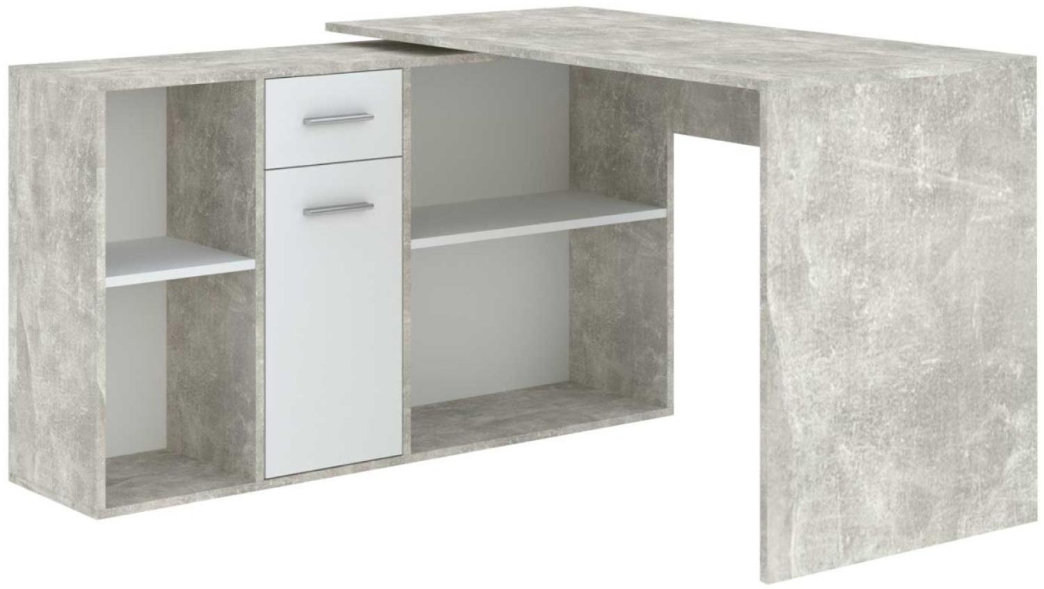 Eckschreibtisch Schreibtisch Diego 120x122x75cm beton weiß Bild 1