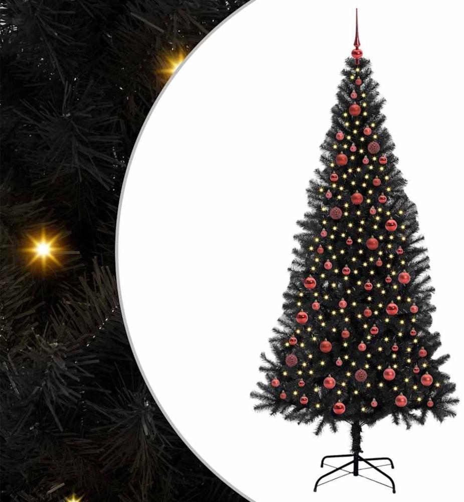 vidaXL Weihnachtsbaum mit 300 LEDs mit Ständer Schwarz 210 cm PVC 3396487 Bild 1