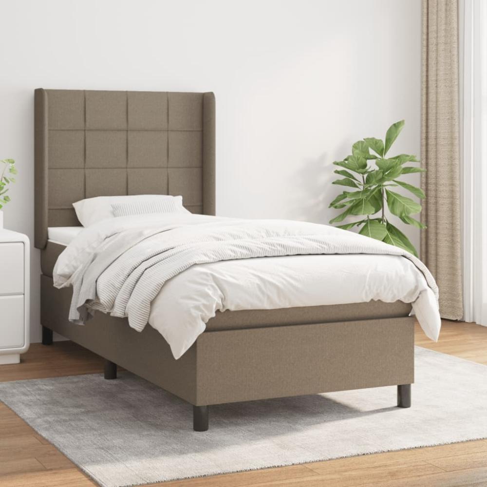 vidaXL Boxspringbett mit Matratze Taupe 100x200 cm Stoff 3131413 Bild 1