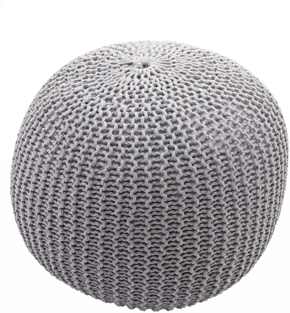 Pouf HWC-E16, Strickhocker Sitzhocker Strickpouf, Strickoptik 40x50cm ~ grau Bild 1