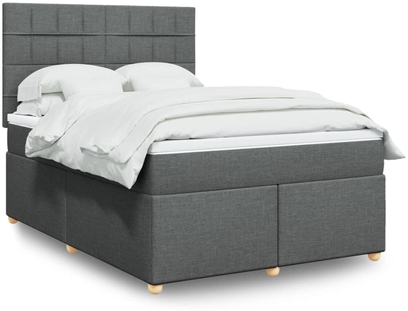 vidaXL Boxspringbett mit Matratze Dunkelgrau 140x190 cm Stoff 3293576 Bild 1