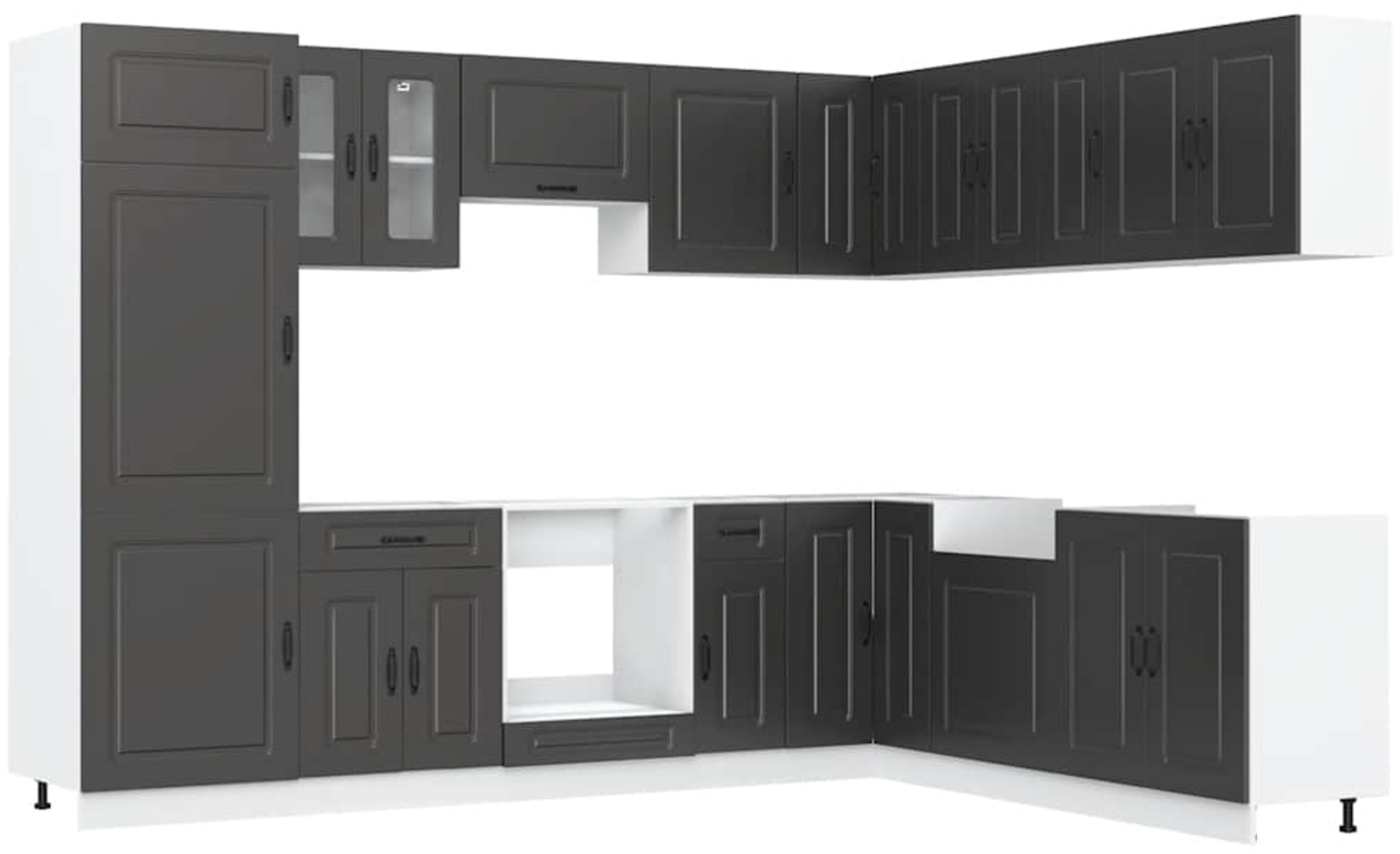 vidaXL 14-tlg. Küchenschrank-Set Kalmar Schwarz Holzwerkstoff 3314972 Bild 1