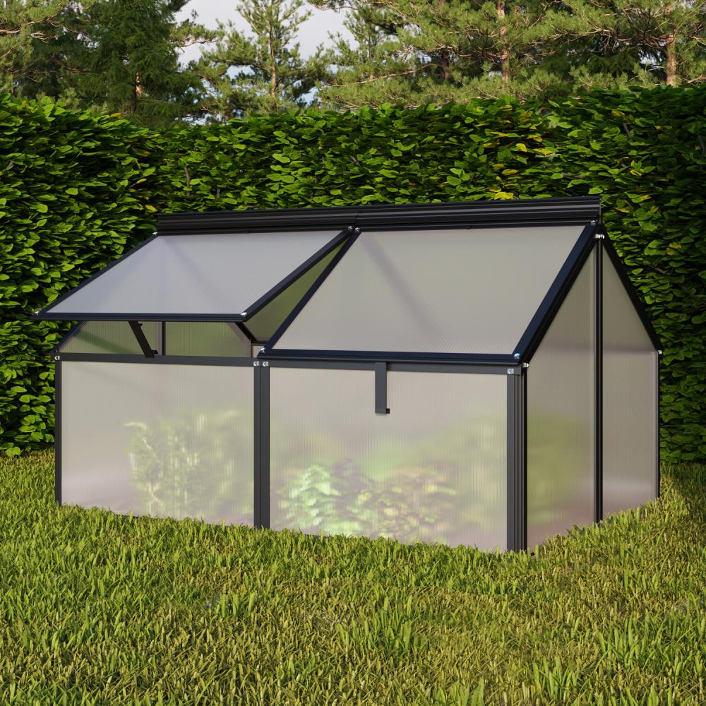 Vitavia Frühbeet Gaia Jumbo 4mm HKP BxTxH 83x120x72/38cm Alu schwarz Bild 1