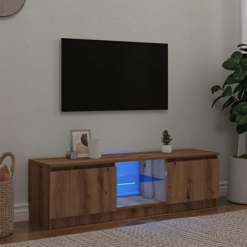 vidaXL TV-Schrank mit LED-Leuchten Artisan-Eiche 140x40x35,5 cm 856350 Bild 1