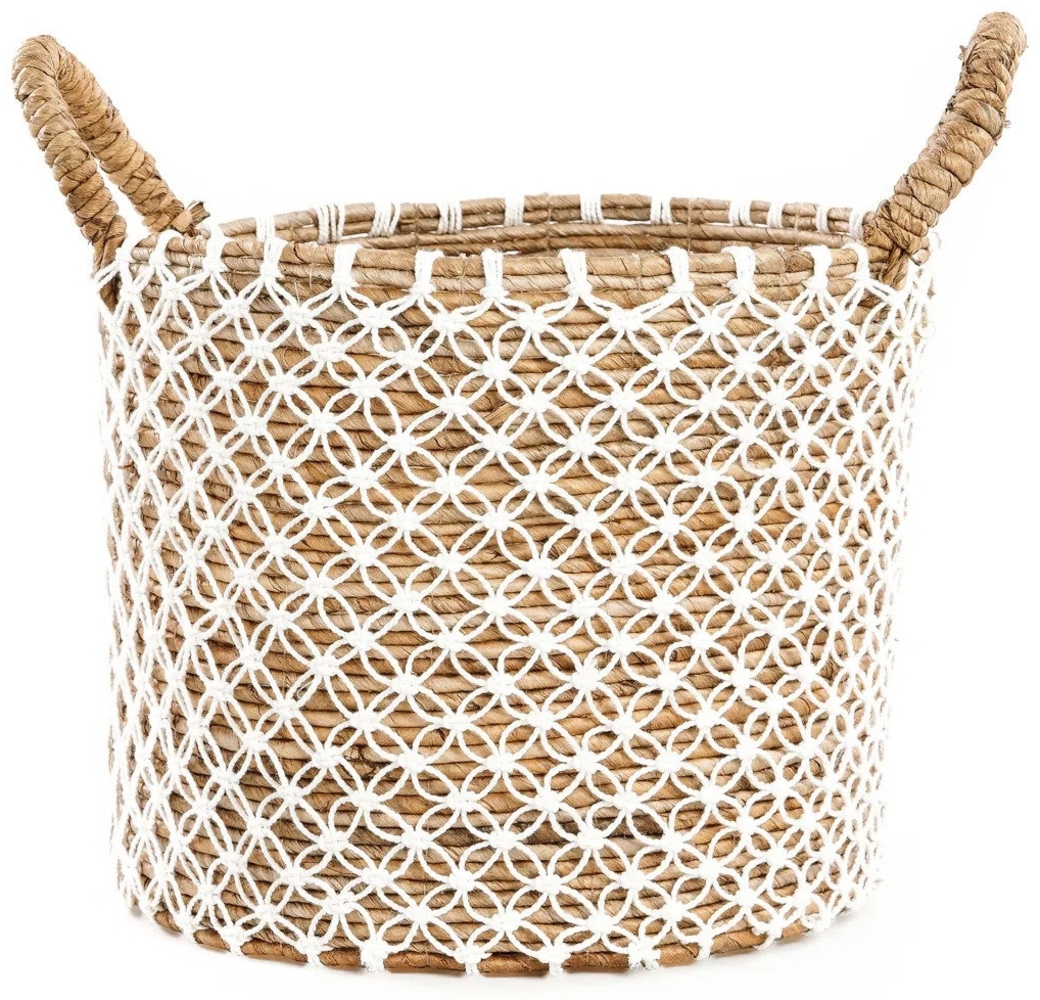 Der Cross Stitched Makramee Korb - M - Naturweiß - 35x35x29cm Bild 1