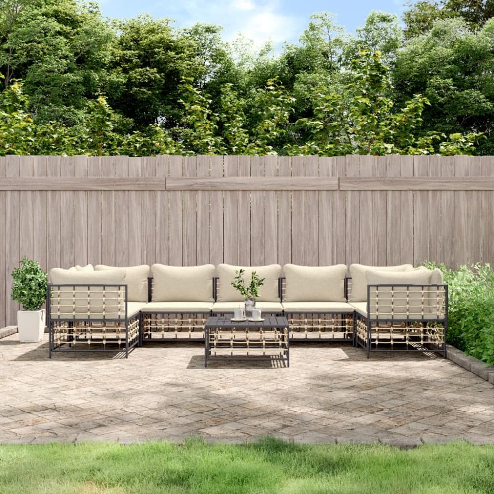 vidaXL 8-tlg. Garten-Lounge-Set mit Kissen Anthrazit Poly Rattan 3186802 Bild 1