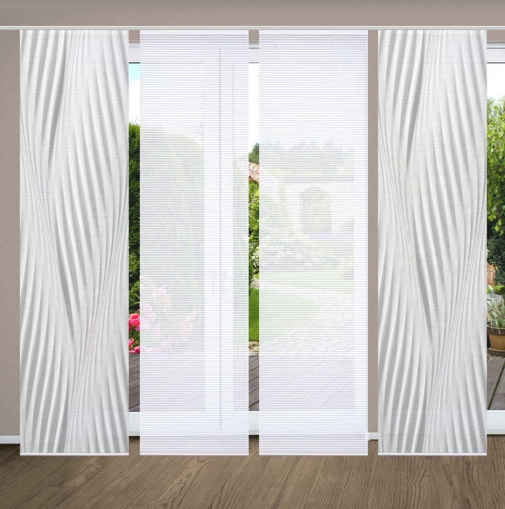 HOME in green Schiebegardine RIWELO, Paneelwagen (4 St), halbtransparent, SET DIGITALDRUCK,BAMBUSOPTIK RECYCELT Bild 1