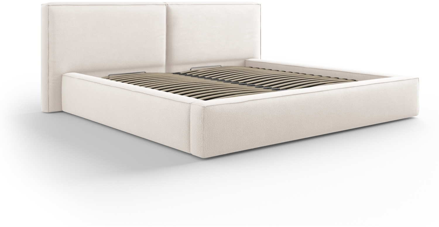 Micadoni Bett Jodie Strukturierter Stoff Helles Beige 200x200 Bild 1