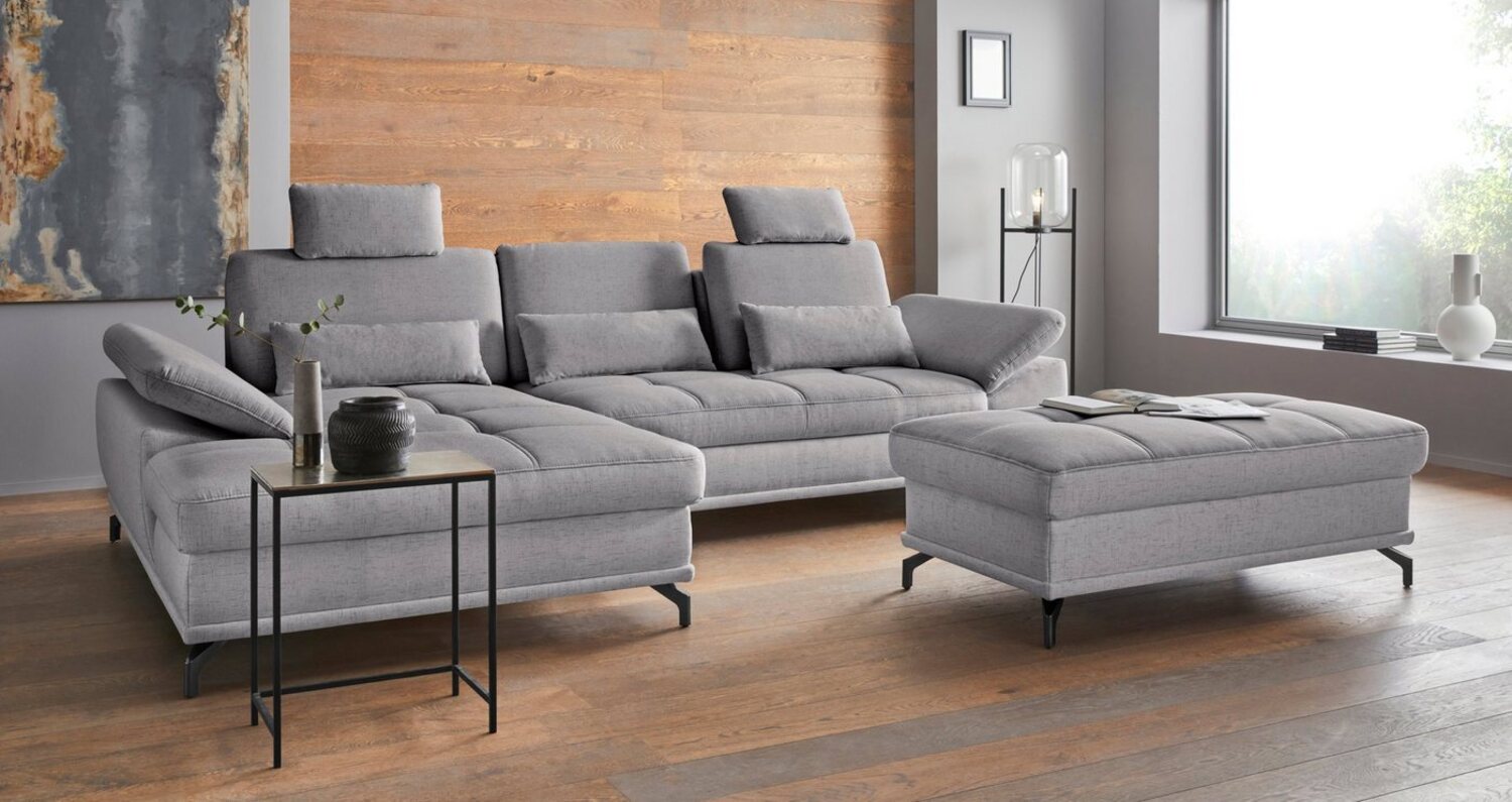 Places of Style Ecksofa Costello L-Form, mit Sitztiefenverstellung, Armteilverstellung und, 3 Nierenkissen, optional Bettfunktion und Bettkasten Bild 1