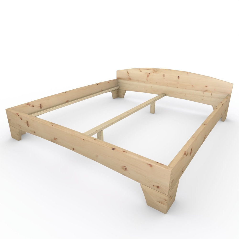 Zirbenbett Massivholzbett "Rosi" metallfrei 200 x 220 cm 38 cm mit Kopfteil Bild 1